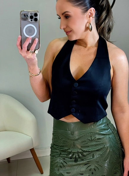 colete alfaiataria frente única livia