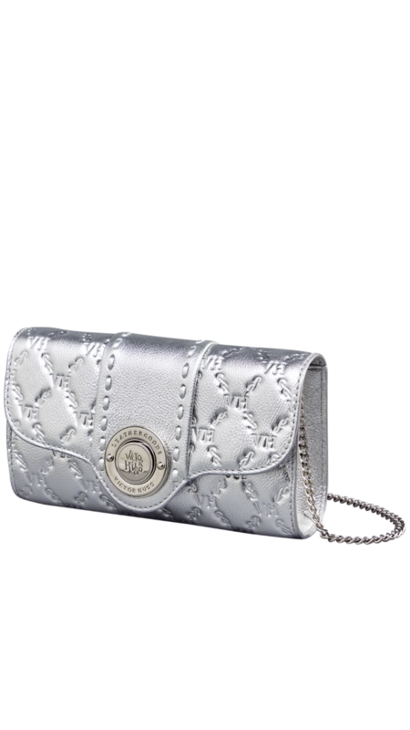 Bolsa lock clutch elos vh couro metalizado