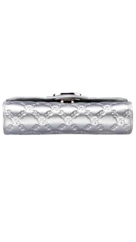 Bolsa lock clutch elos vh couro metalizado