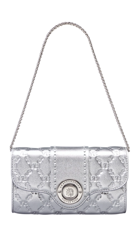 Bolsa lock clutch elos vh couro metalizado