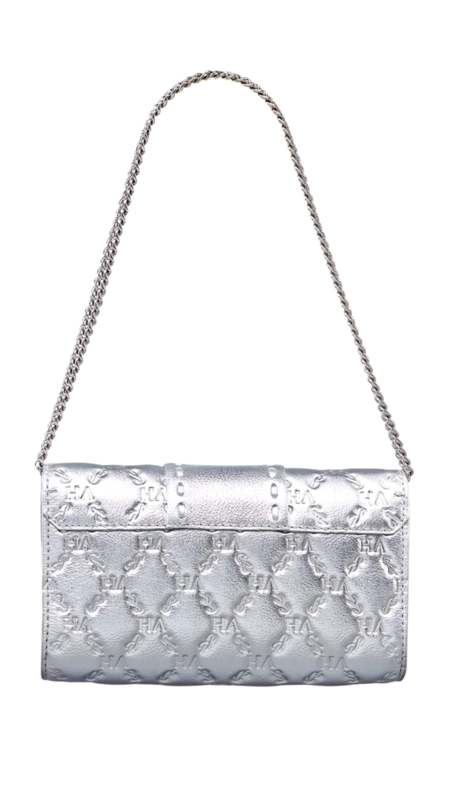 Bolsa lock clutch elos vh couro metalizado
