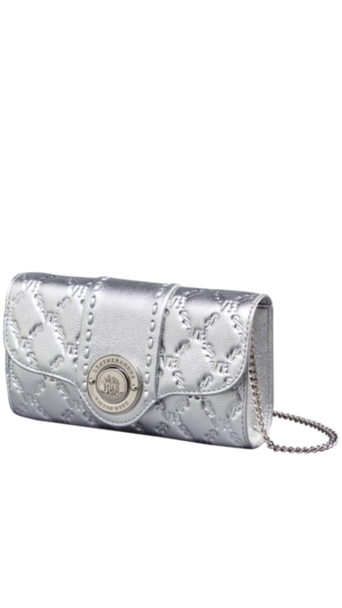 Bolsa lock clutch elos vh couro metalizado