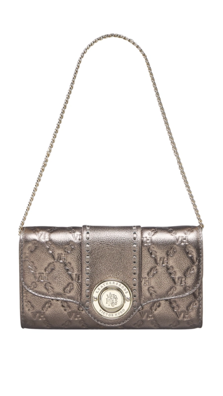 Bolsa lock clutch elos vh couro metalizado