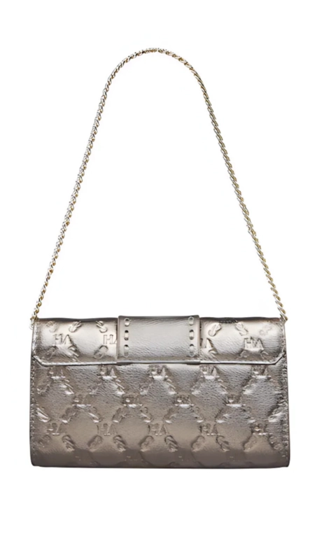 Bolsa lock clutch elos vh couro metalizado