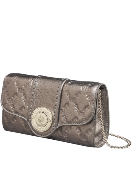 bolsa lock clutch elos vh couro metalizado