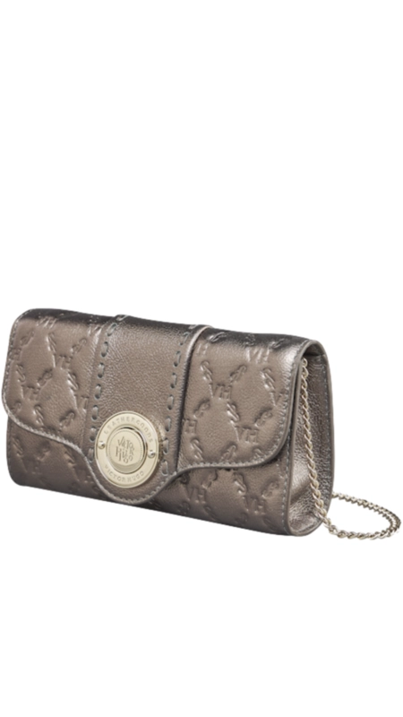 Bolsa lock clutch elos vh couro metalizado