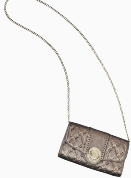 bolsa lock clutch elos vh couro metalizado