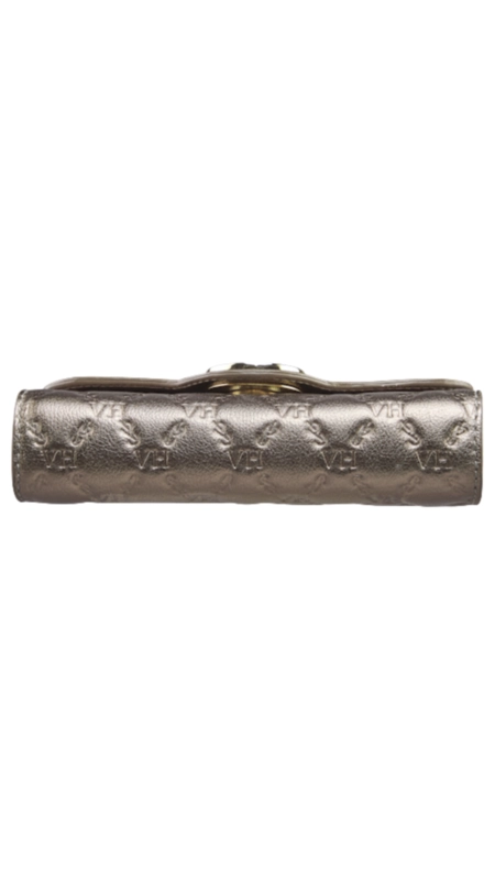 Bolsa lock clutch elos vh couro metalizado
