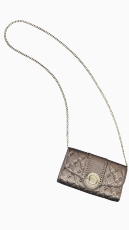 Bolsa lock clutch elos vh couro metalizado