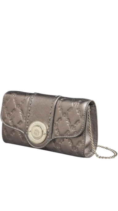 Bolsa lock clutch elos vh couro metalizado