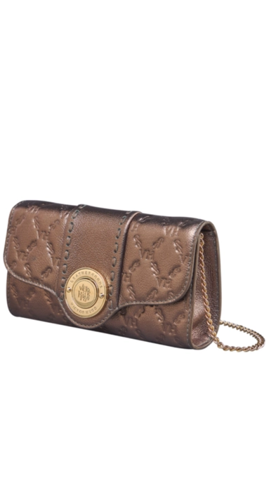 Bolsa lock clutch elos vh couro metalizado