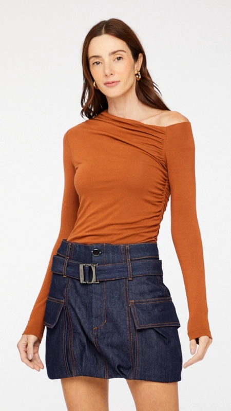 Blusa ombro franzido animale