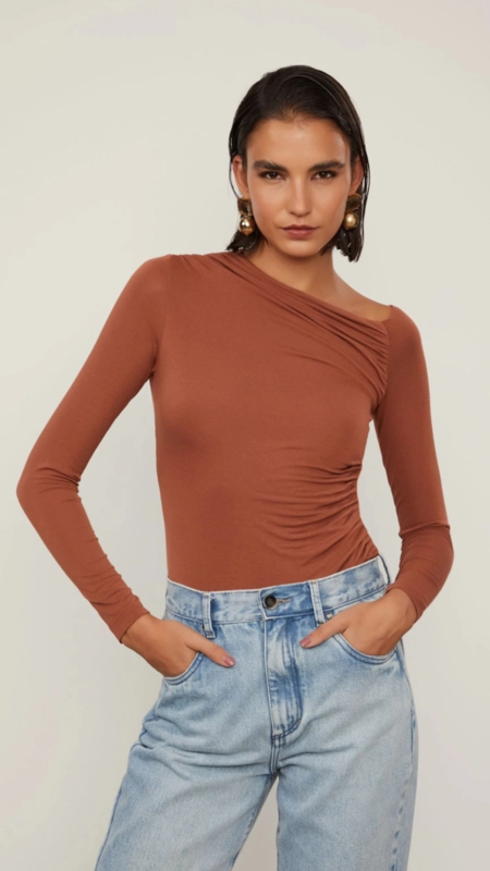 Blusa ombro franzido animale