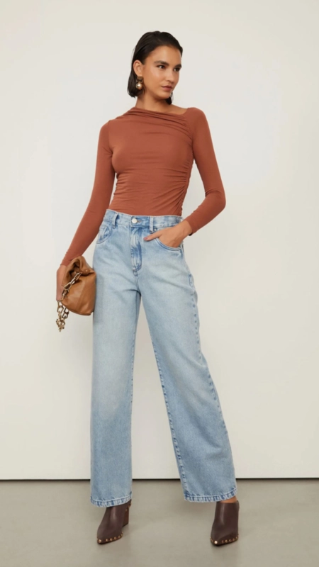 Blusa ombro franzido animale