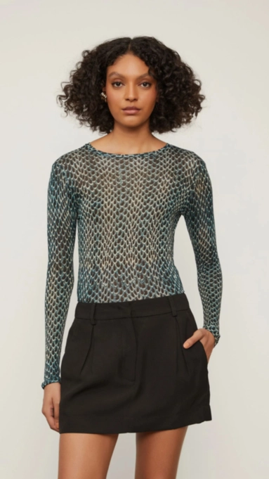 blusa segunda pele estampada skane animale