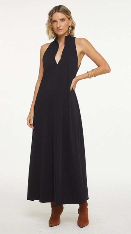vestido midi meia malha ziper animale
