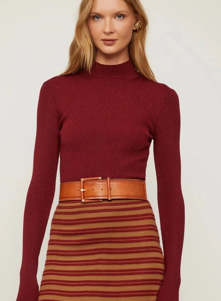 top gola alta cropped lurex de tricot animale