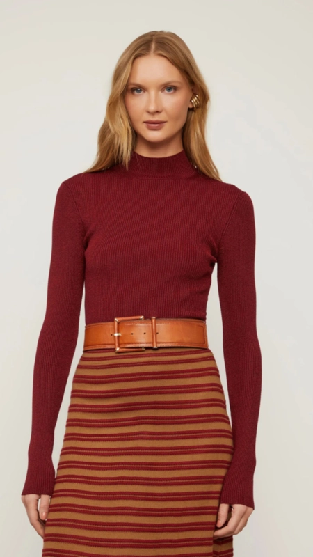 top gola alta cropped lurex de tricot animale