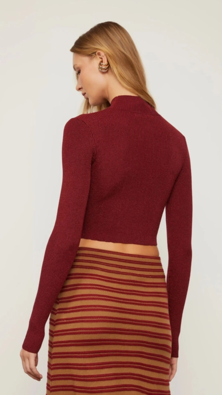 top gola alta cropped lurex de tricot animale