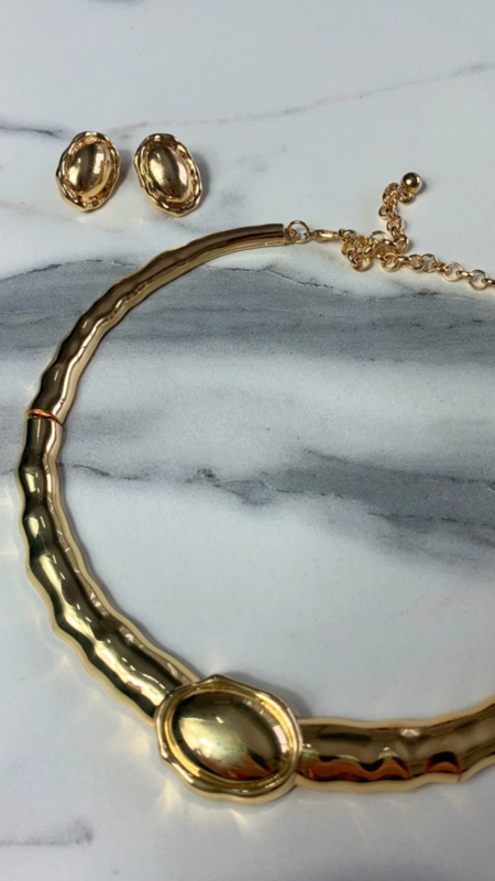 Conjunto colar e brinco realeza