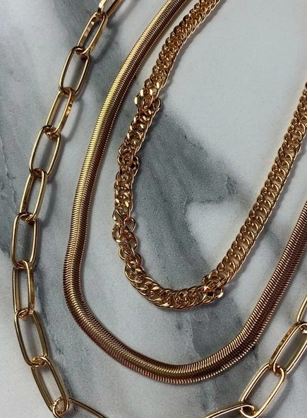colar trio de correntes minimalist