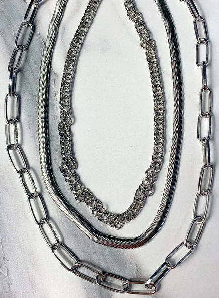 colar trio de correntes minimalist