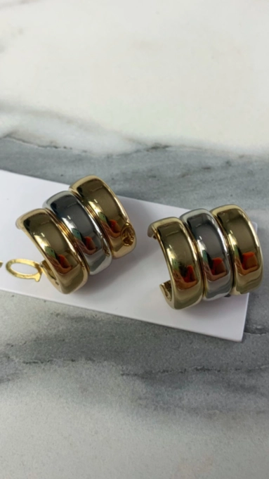 Brinco trio mini argola mix banhos
