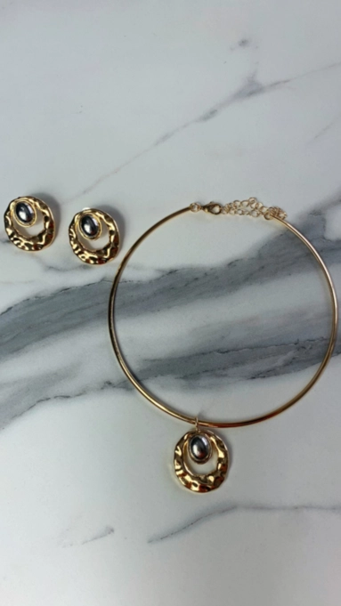 Conjunto colar e brinco oyster organic