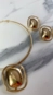 Conjunto colar e brinco quadro vazado
