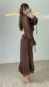 Vestido boho chiffon manga longa com forro