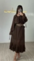 Vestido boho chiffon manga longa com forro