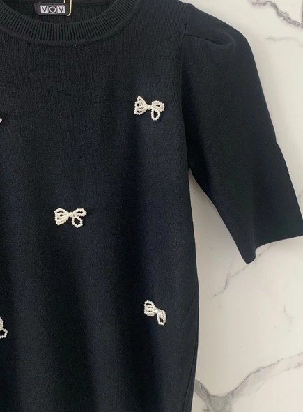 blusa tricot lacinho pérolas