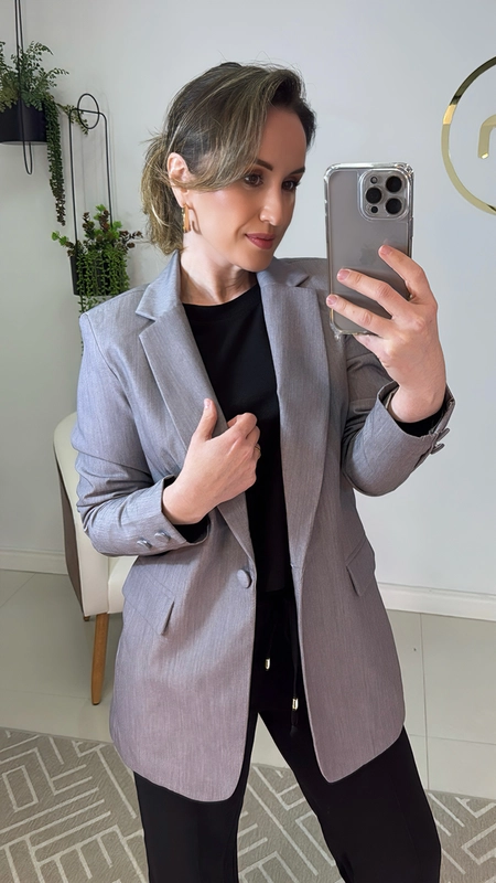 blazer alongado botão forrado