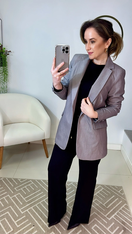 blazer alongado botão forrado