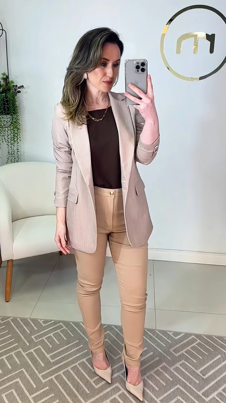 blazer alongado botão forrado