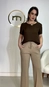 blusa crepe manga curta chic