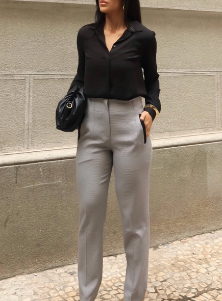 calça alfaiataria cigarrete xadrez pietra