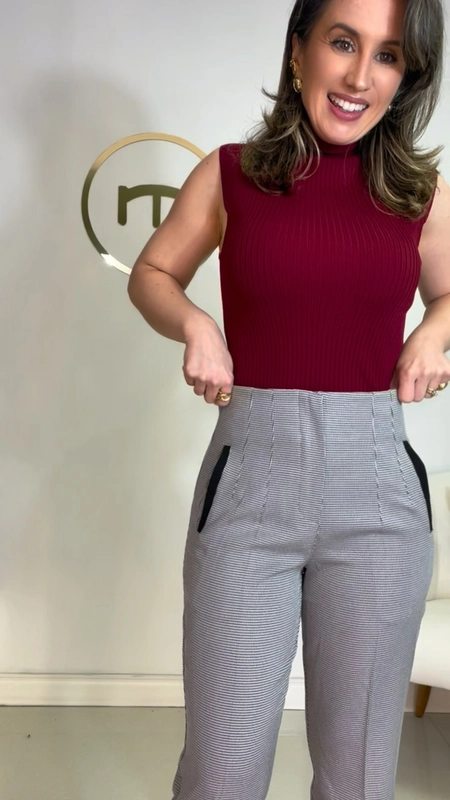 calça alfaiataria cigarrete xadrez pietra