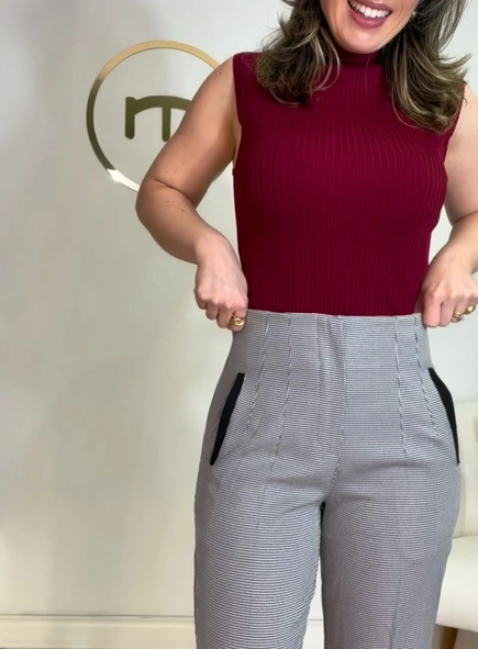 calça alfaiataria cigarrete xadrez pietra