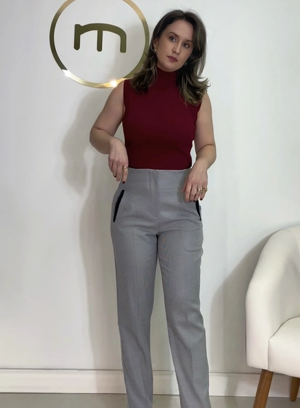 calça alfaiataria cigarrete xadrez pietra