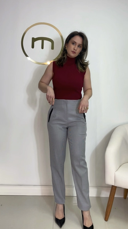 calça alfaiataria cigarrete xadrez pietra