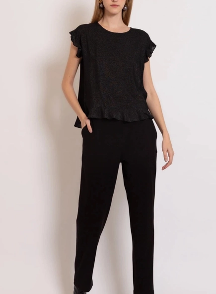 blusa manga curta ana lurex borda barroca