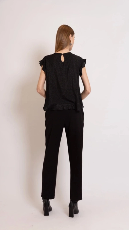 Blusa manga curta ana lurex borda barroca