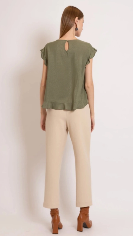 Blusa manga curta ana lurex borda barroca