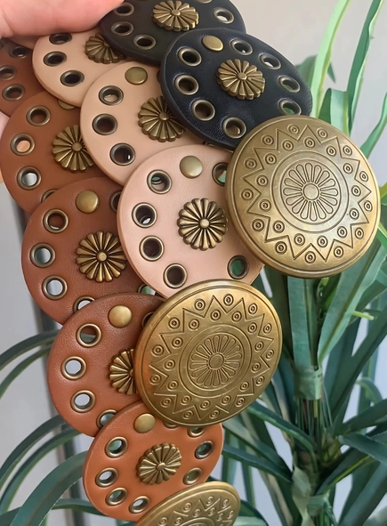 cinto couro boho fivela