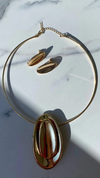 Conjunto colar e brinco dynamic stone