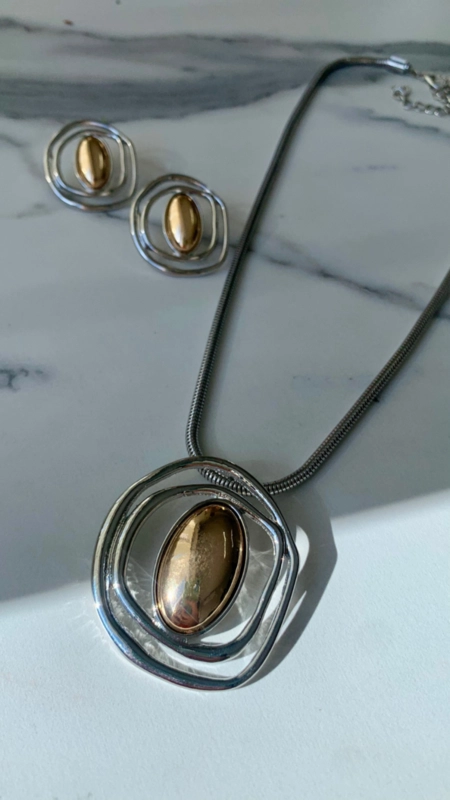 Conjunto colar e brinco hipno organic