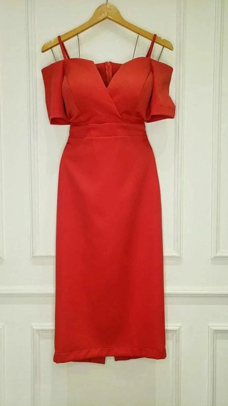 vestido midi serena decote duplo