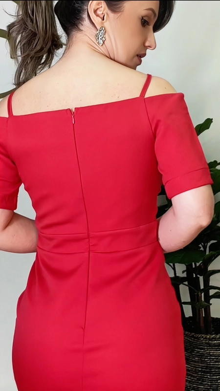 vestido midi serena decote duplo