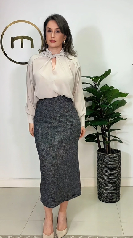 camisa crepe gola laço